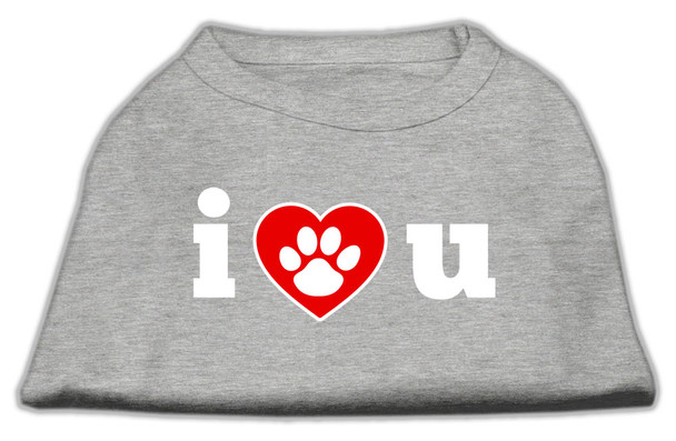 I Love U Screen Print Shirt - Grey