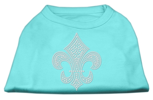 Silver Fleur De Lis Rhinestone Shirts - Aqua