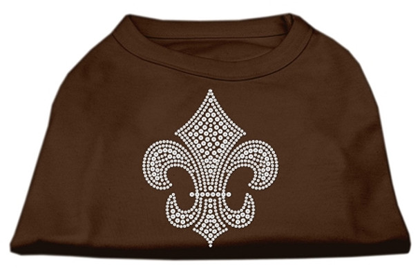 Silver Fleur De Lis Rhinestone Shirts - Brown