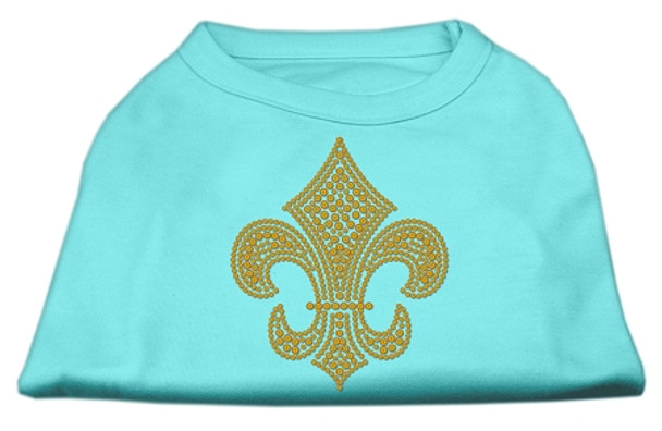 Gold Fleur De Lis Rhinestone Shirts - Aqua
