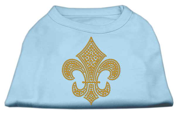 Gold Fleur De Lis Rhinestone Shirts - Baby Blue