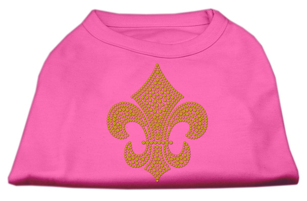 Gold Fleur De Lis Rhinestone Shirts - Bright Pink