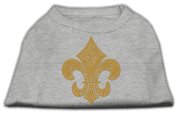 Gold Fleur De Lis Rhinestone Shirts - Grey