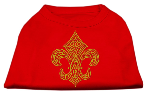 Gold Fleur De Lis Rhinestone Shirts - Red