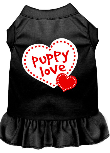 Puppy Love Screen Print Dress - Black