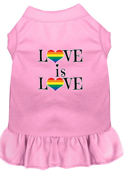 Love Is Love Screen Print Dog Dress - Light Pink