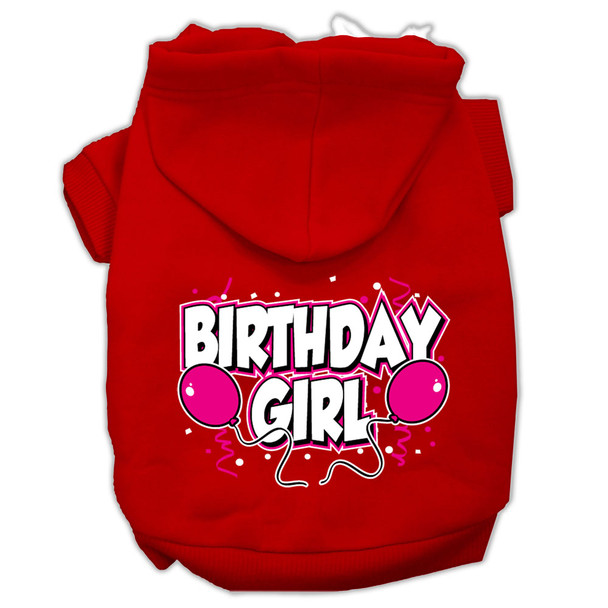 Birthday Girl Screen Print Pet Hoodies - Red Size