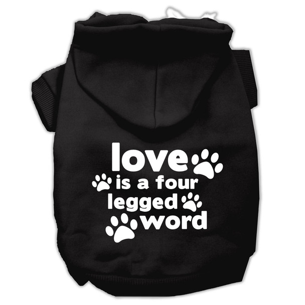 Love Is A Four Leg Word Screen Print Pet Hoodies - Black