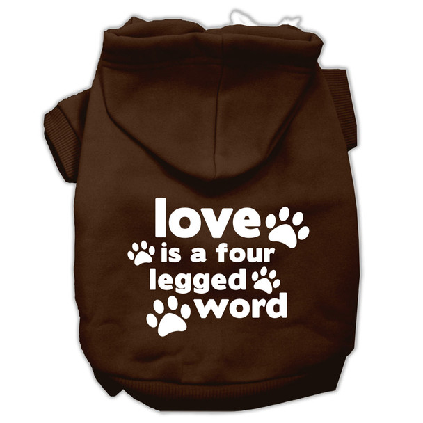 Love Is A Four Leg Word Screen Print Pet Hoodies - Brown