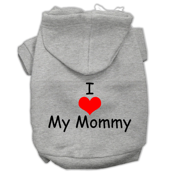 I Love My Mommy Screen Print Pet Hoodies - Grey
