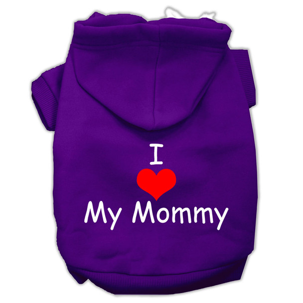 I Love My Mommy Screen Print Pet Hoodies - Purple