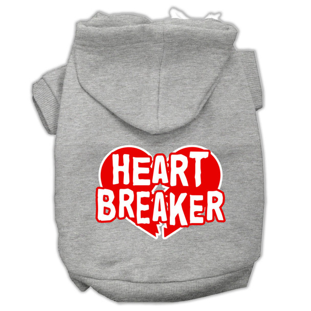 Heart Breaker Screen Print Pet Hoodies - Grey