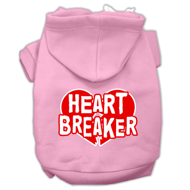 Heart Breaker Screen Print Pet Hoodies - Light Pink