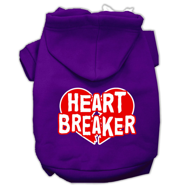 Heart Breaker Screen Print Pet Hoodies - Purple