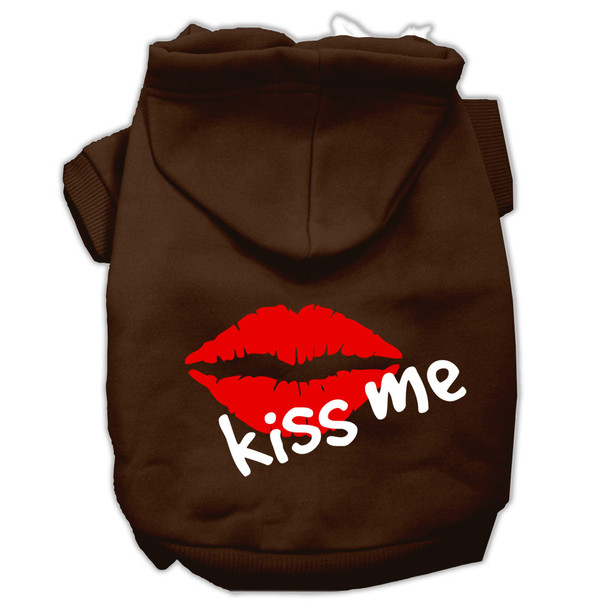 Kiss Me Screen Print Pet Hoodies - Brown
