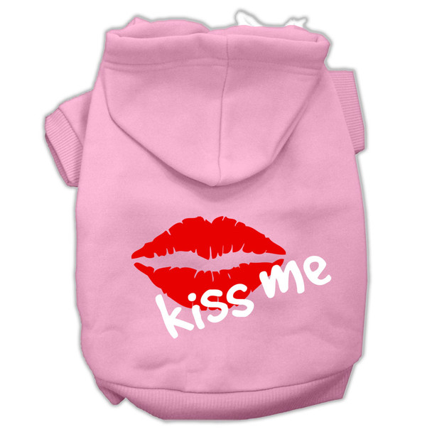 Kiss Me Screen Print Pet Hoodies - Light Pink
