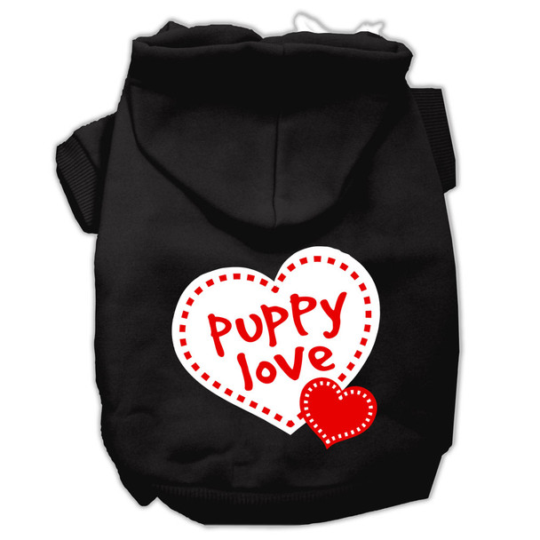 Puppy Love Screen Print Pet Hoodies - Black