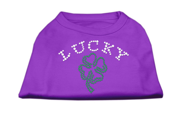 Four Leaf Clover Outline Rhinestone Shirts - Purple