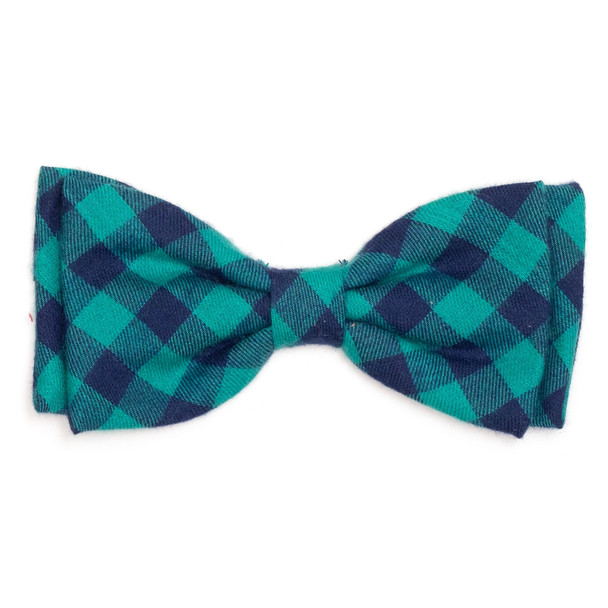 Green & Navy Buffalo Check Pet Dog Bow Tie