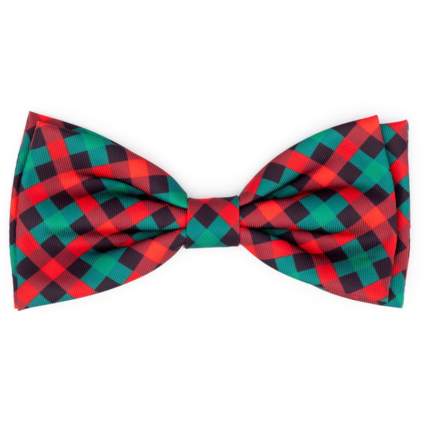 Holiday Check Dog Bow Tie
