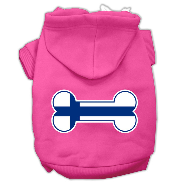 Bone Shaped Finland Flag Screen Print Pet Hoodies - Bright Pink