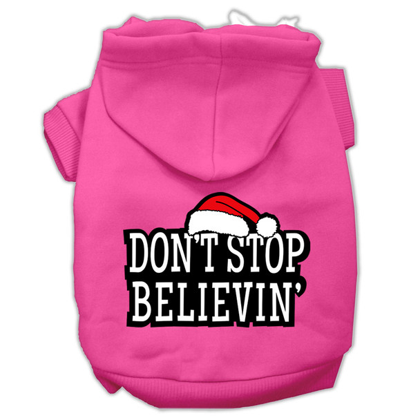 Don't Stop Believin' Screenprint Pet Hoodies - Bright Pink