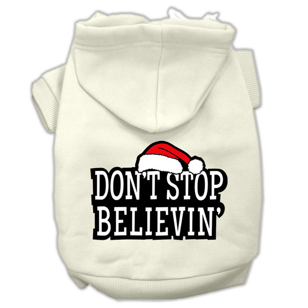 Don't Stop Believin' Screenprint Pet Hoodies - Cream