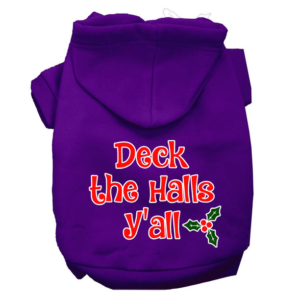 Deck The Halls Y'all Screen Print Dog Hoodie - Purple