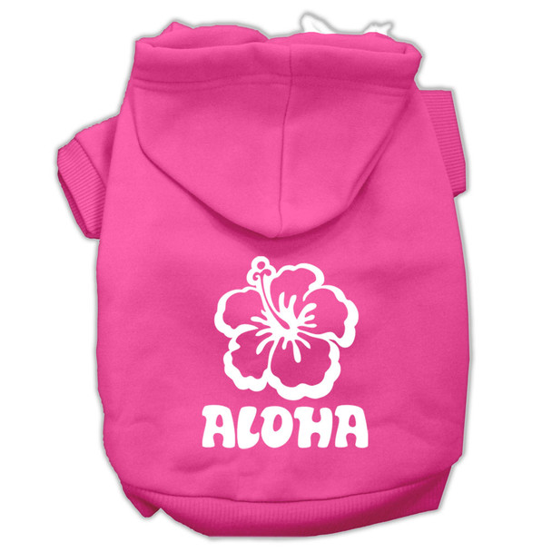 Aloha Flower Screen Print Pet Hoodies - Bright Pink