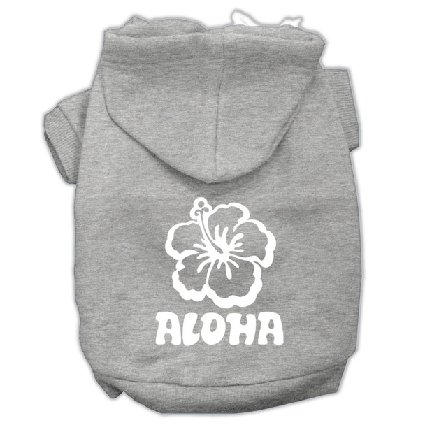 Aloha Flower Screen Print Pet Hoodies - Grey