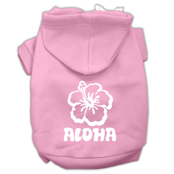 Aloha Flower Screen Print Pet Hoodies - Light Pink