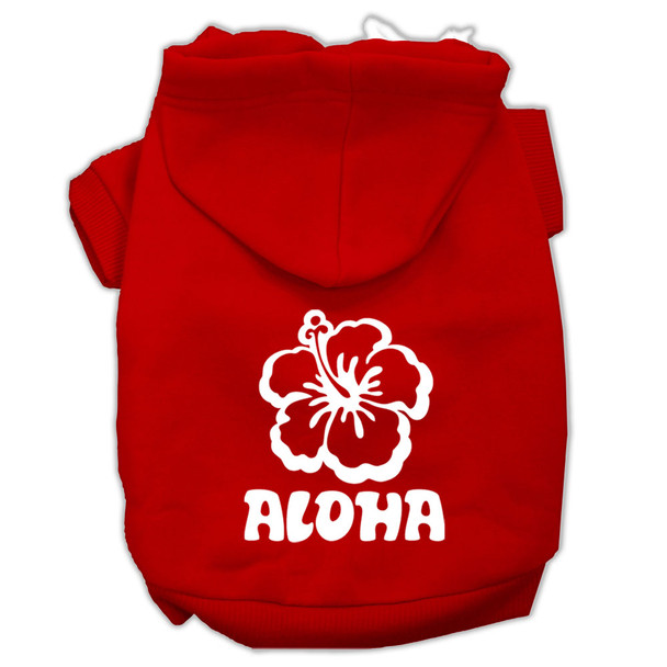 Aloha Flower Screen Print Pet Hoodies - Red