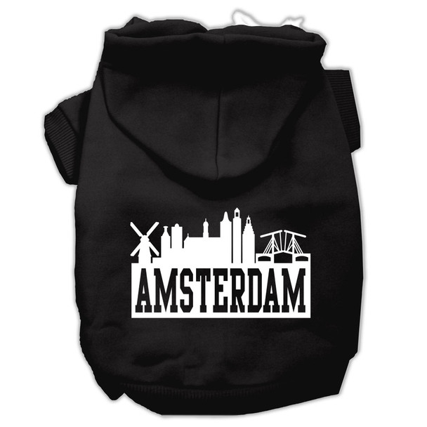 Amsterdam Skyline Screen Print Pet Hoodies - Black