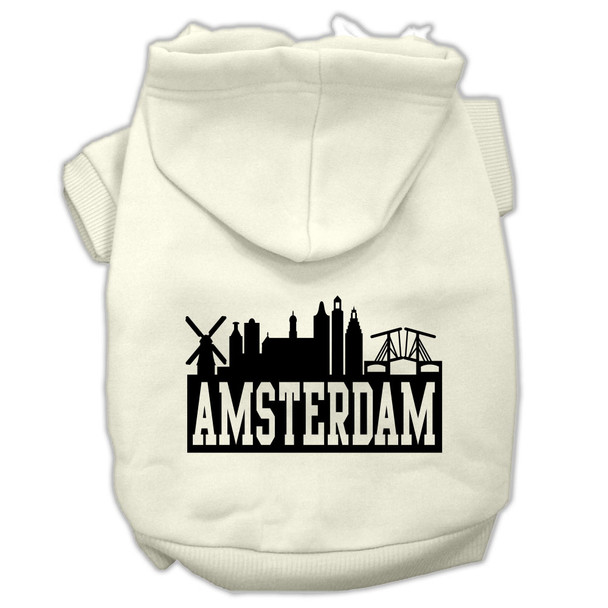 Amsterdam Skyline Screen Print Pet Hoodies - Cream