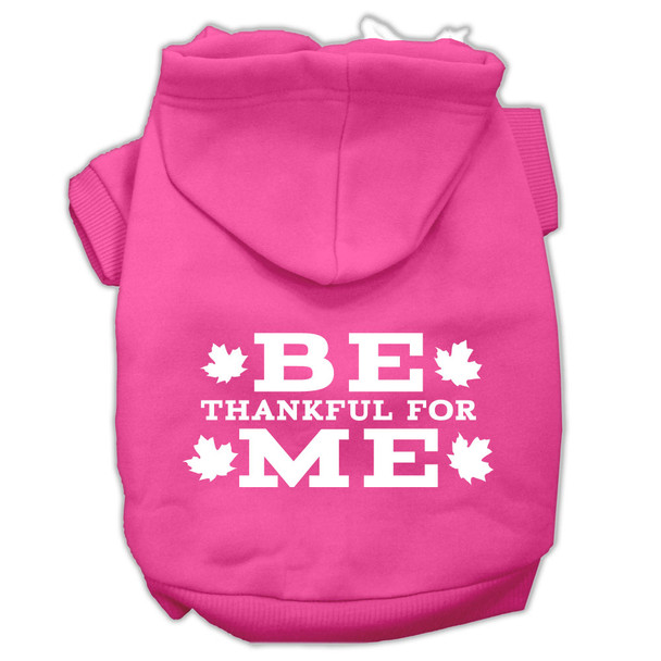 Be Thankful For Me Screen Print Pet Hoodies - Bright Pink