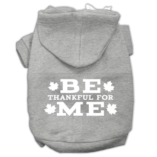 Be Thankful For Me Screen Print Pet Hoodies - Grey