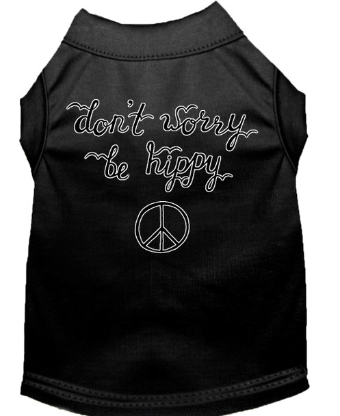 Be Hippy Screen Print Dog Shirt - Black
