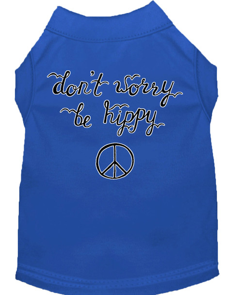 Be Hippy Screen Print Dog Shirt - Blue