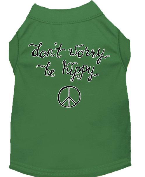 Be Hippy Screen Print Dog Shirt - Green