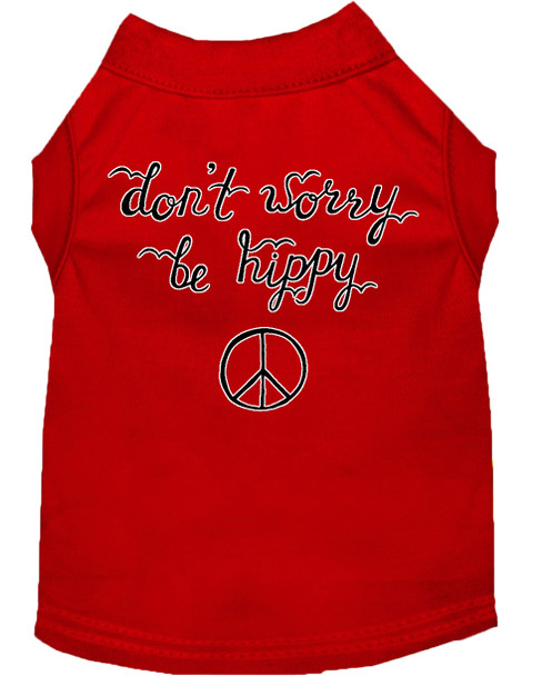 Be Hippy Screen Print Dog Shirt - Red