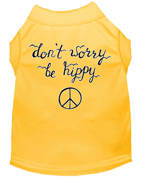 Be Hippy Screen Print Dog Shirt - Yellow