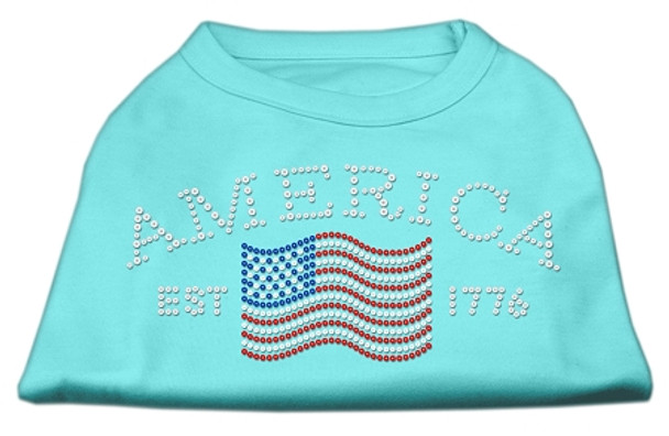 Classic American Rhinestone Dog Shirts - Aqua