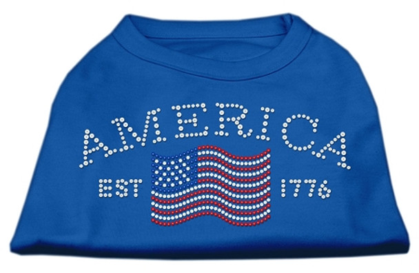 Classic American Rhinestone Dog Shirts - Blue