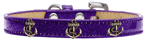 Bronze Anchor Widget Dog Collar - Purple - Ice Cream