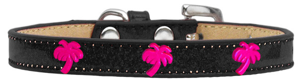 Pink Palm Tree Widget Dog Collar - Black - Ice Cream