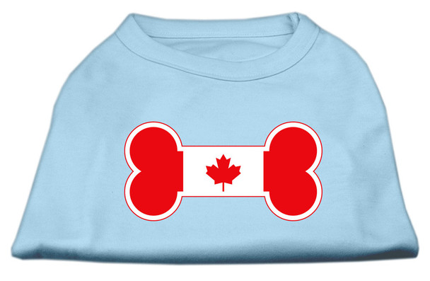 Bone Shaped Canadian Flag Screen Print Dog Shirts - Baby Blue