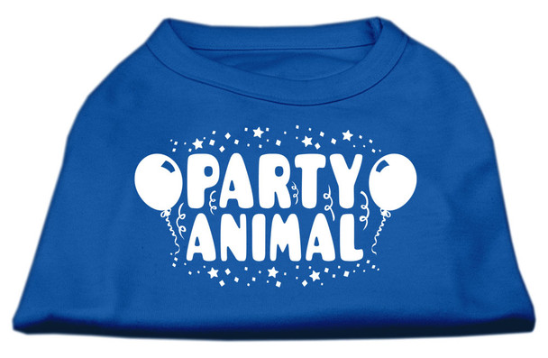 Party Animal Screen Print Dog Shirt - Blue