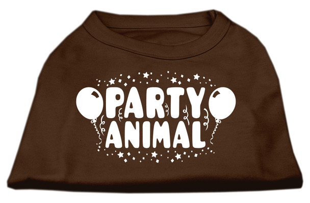 Party Animal Screen Print Dog Shirt - Brown