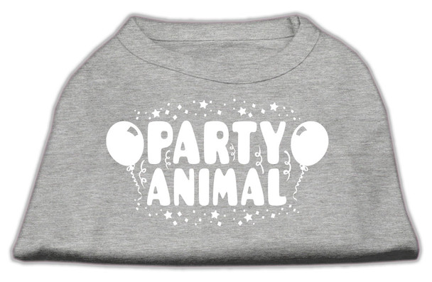 Party Animal Screen Print Dog Shirt - Grey