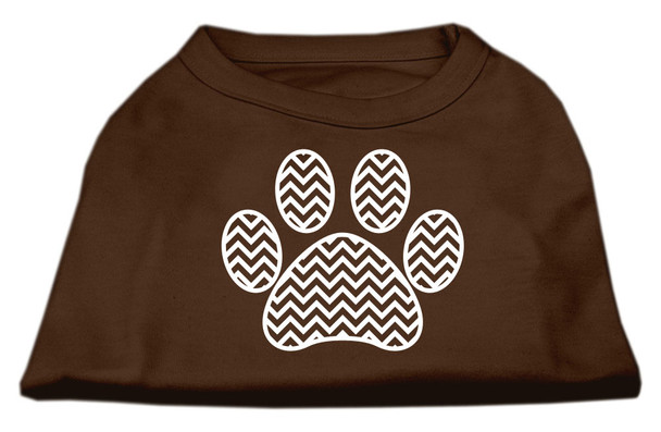 Chevron Paw Screen Print Dog Shirt - Brown